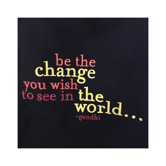 Canvas Double Strap Tote with Message "Change” quote by Gandhi - Picture 4 of 6